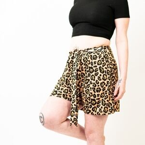 Simply Southern High Waist Leopard Print Shorts with Tie-Waist - L/XL